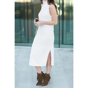 Anthropology Moth White Sleeveless Turtleneck Column Sweater Dress - Size  XS